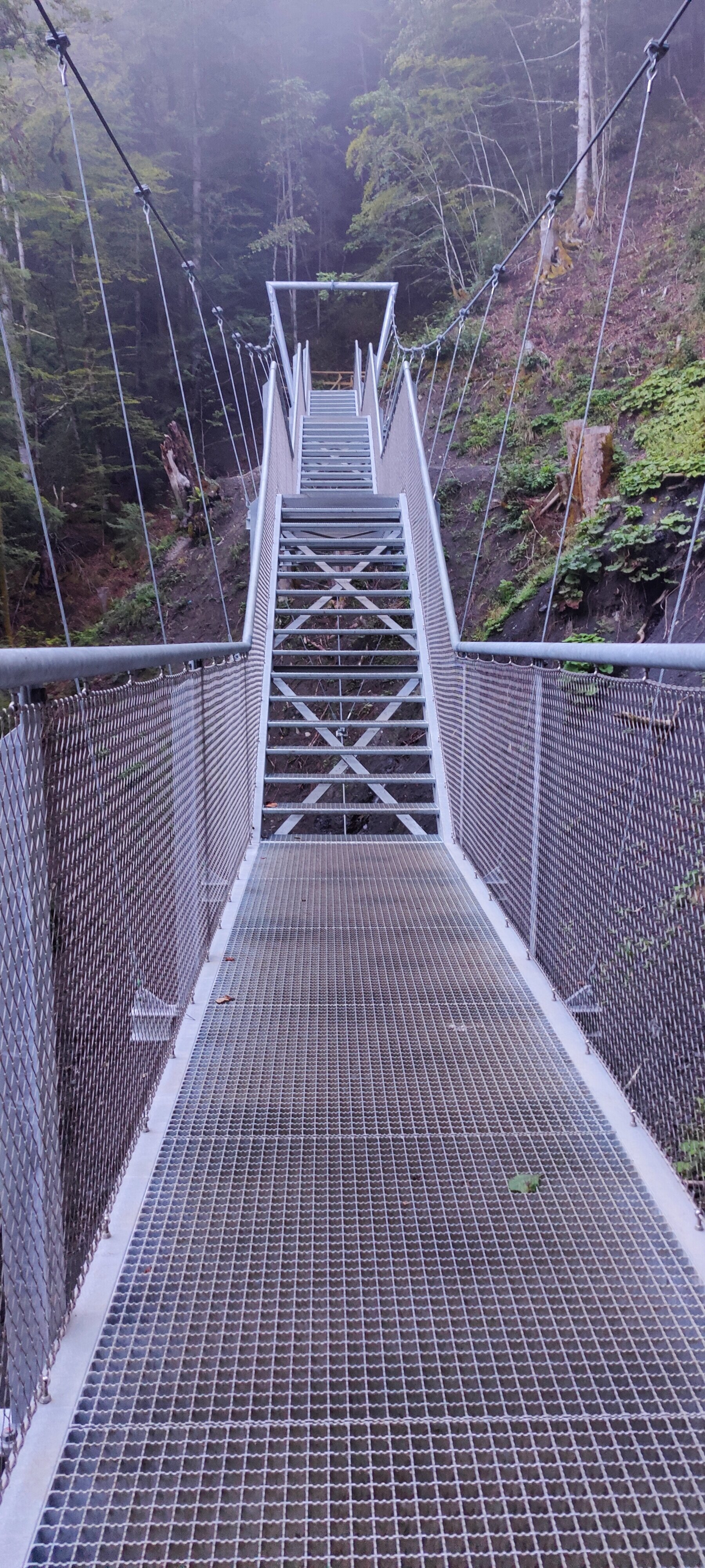 The metal bridge on the bypass trail above the Partnachklamm