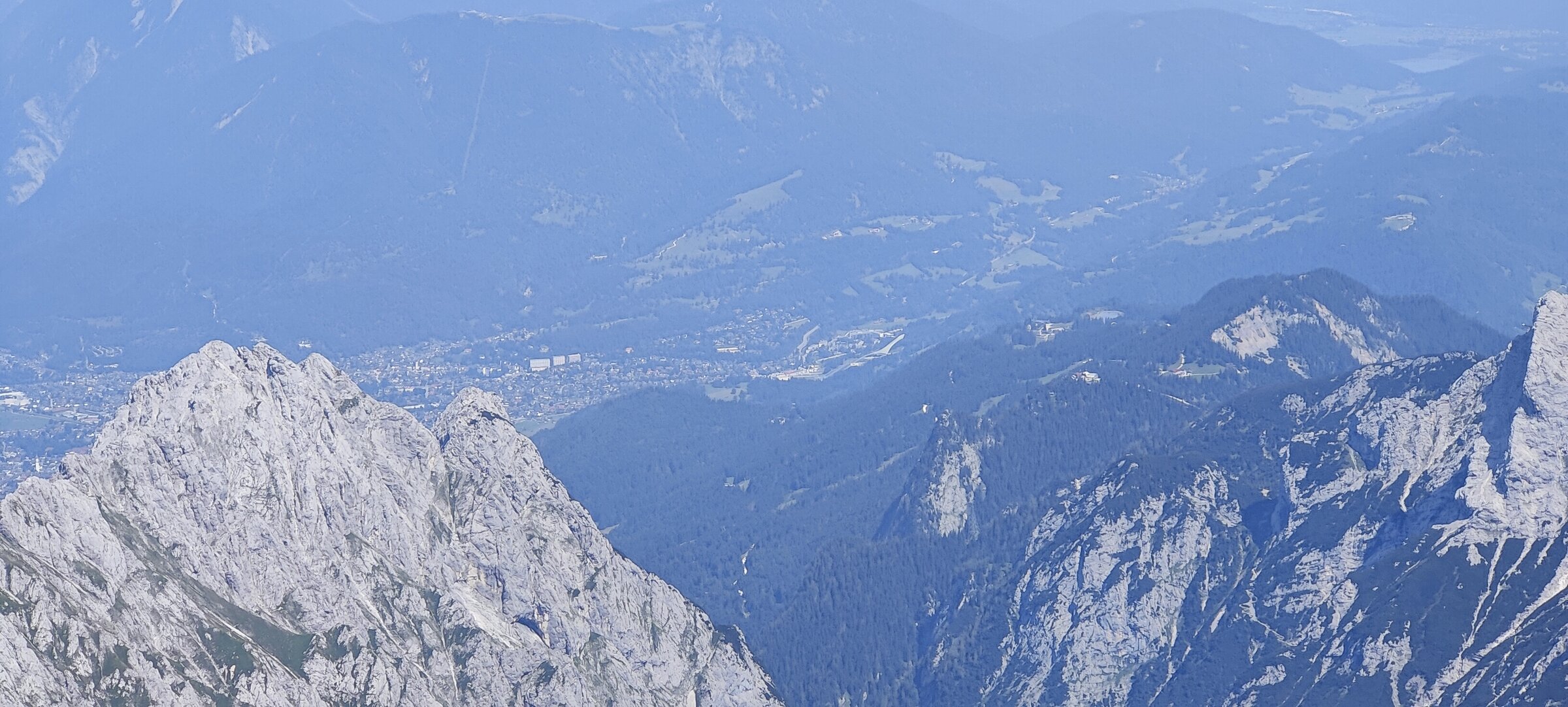 The Zugspitzplatt seen from above — a vast karst plateau stretching below